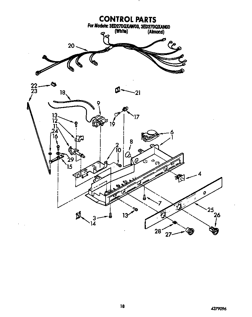 Whirlpool 3ED27DQXAW00 control diagram