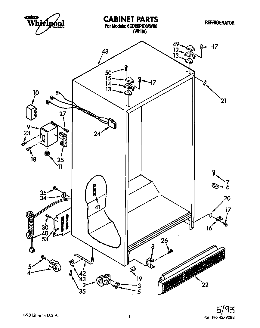 Whirlpool 6ED20PKXAW00 cabinet diagram