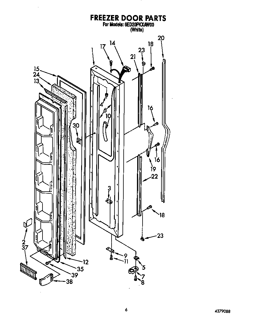 Whirlpool 6ED20PKXAW00 freezer door diagram