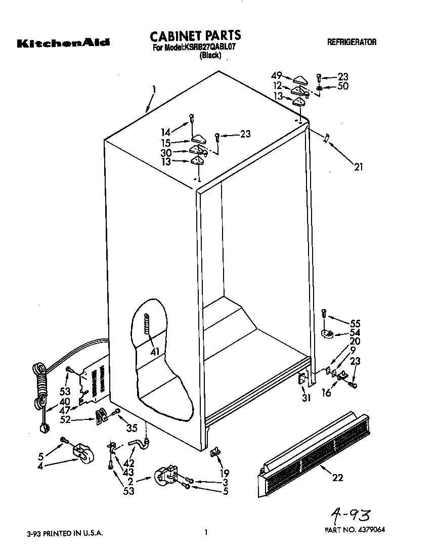KitchenAid KSRB27QABL07 cabinet diagram