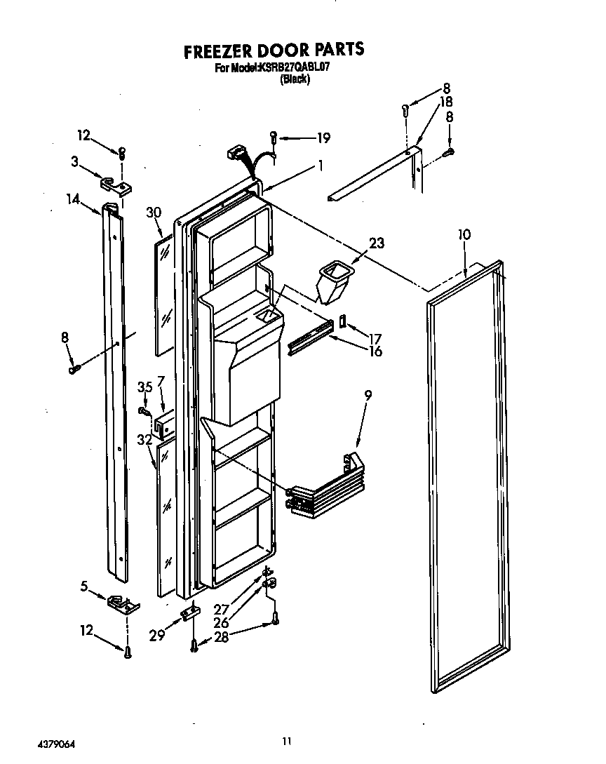 KitchenAid KSRB27QABL07 freezer door diagram