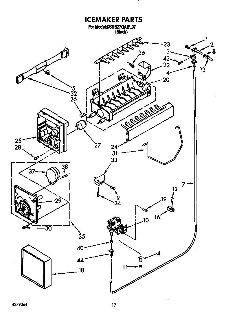 KitchenAid KSRB27QABL07 icemaker diagram