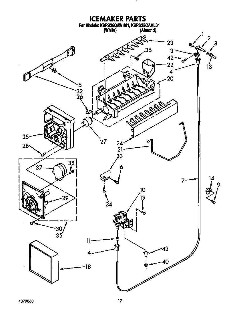 KitchenAid KSRS25QAWH02 icemaker diagram