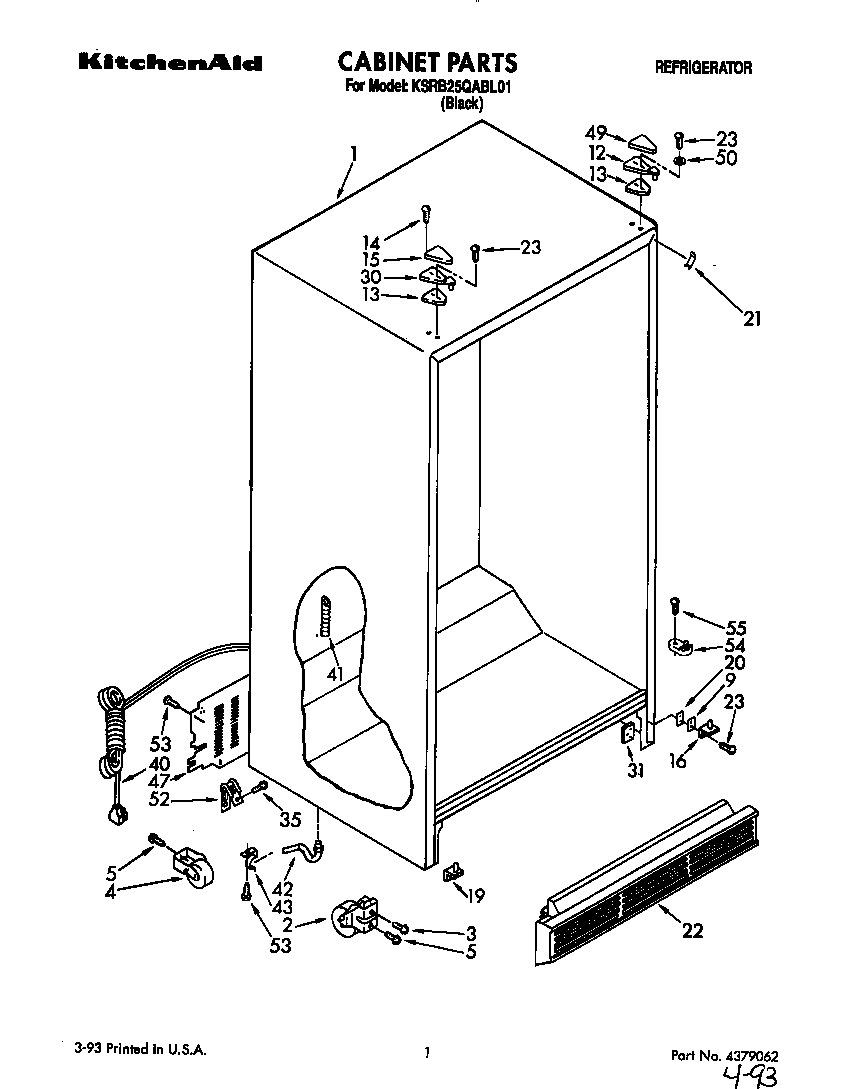 KitchenAid KSRB25QABL01 cabinet diagram