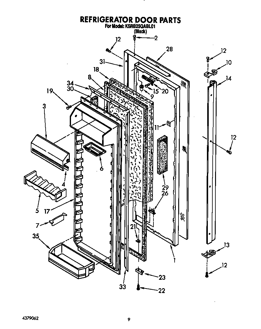 KitchenAid KSRB25QABL01 refrigerator door diagram