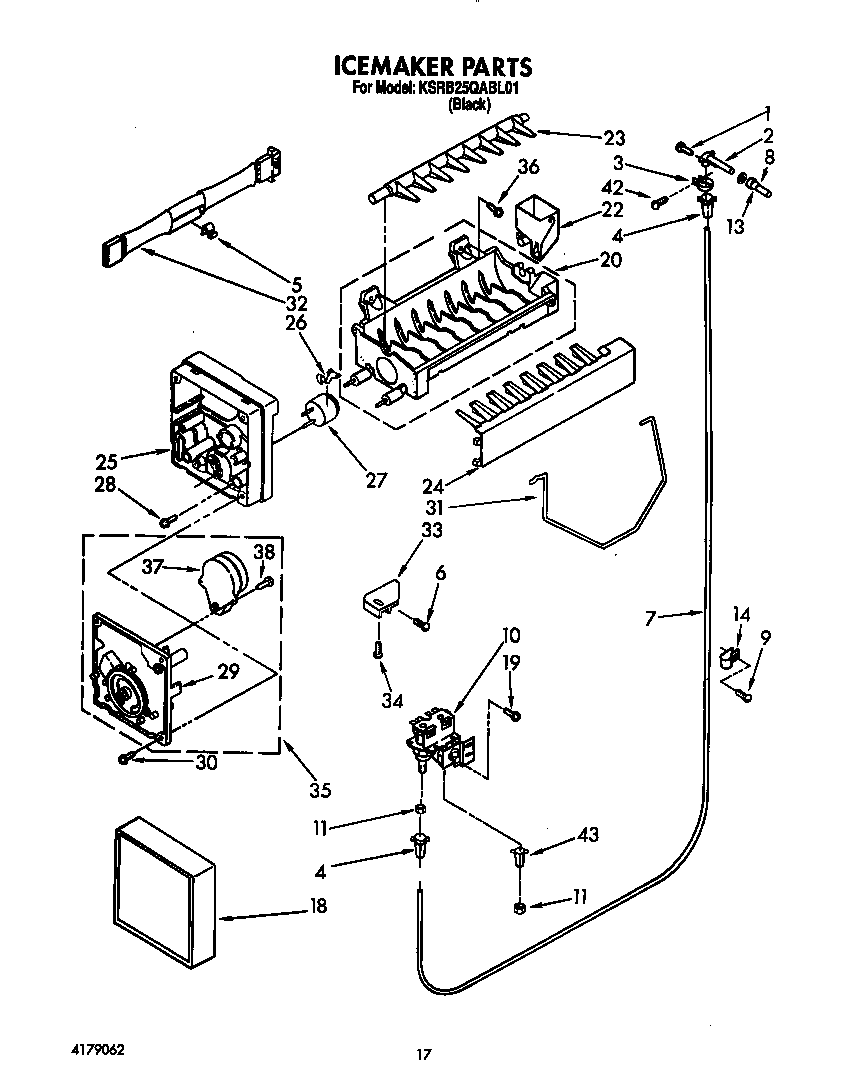 KitchenAid KSRB25QABL01 icemaker diagram