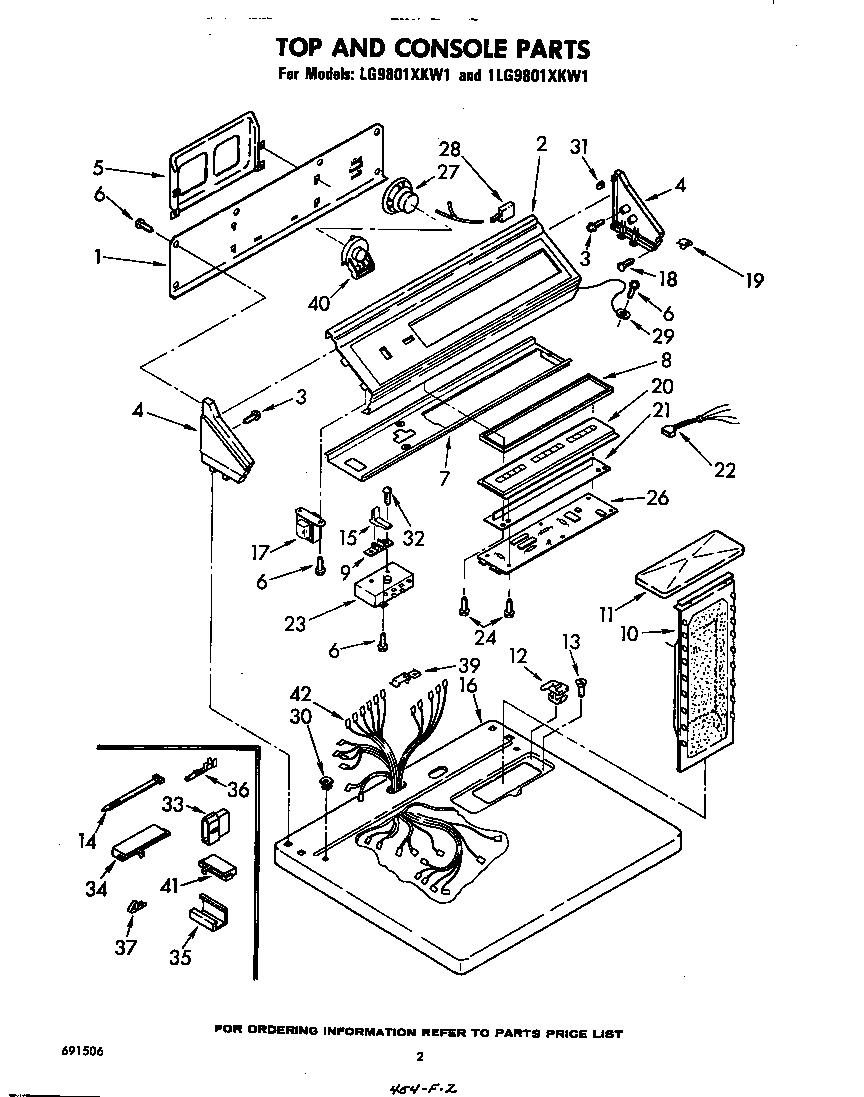 Whirlpool 1LG9801XKW1 top and console diagram