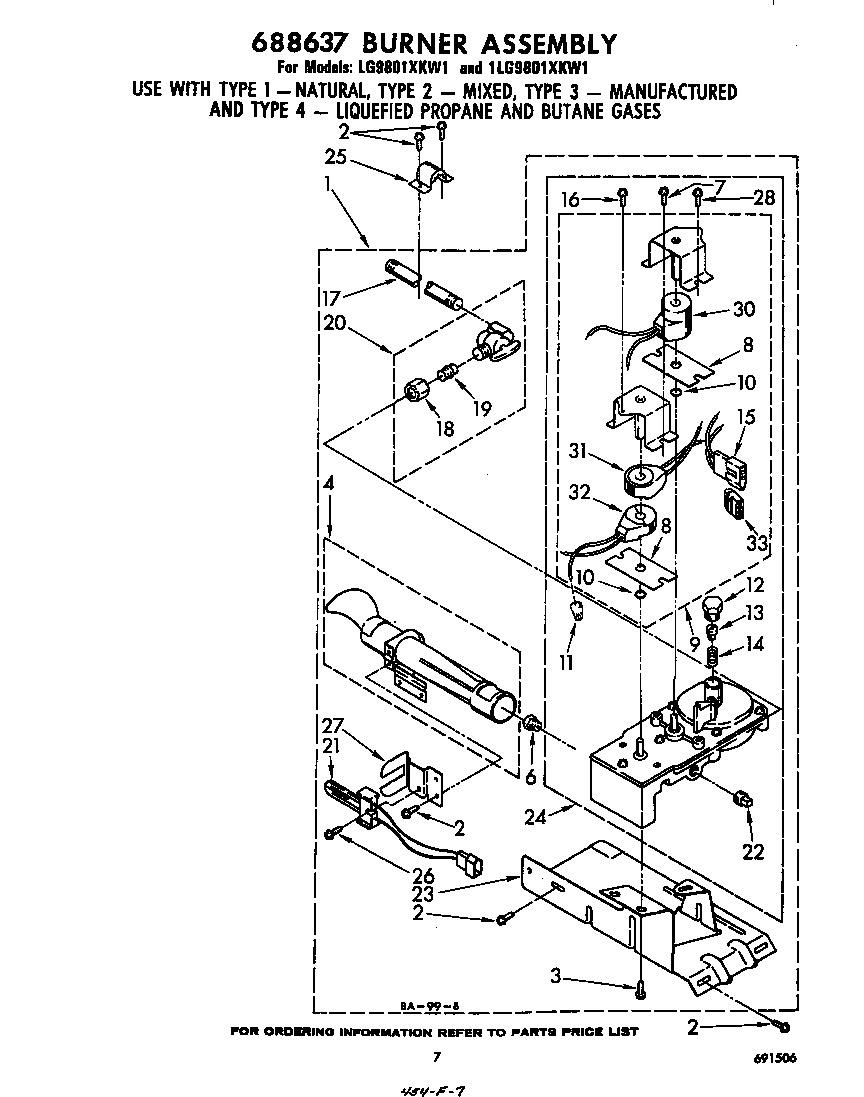 Whirlpool 1LG9801XKW1 688637 burner diagram