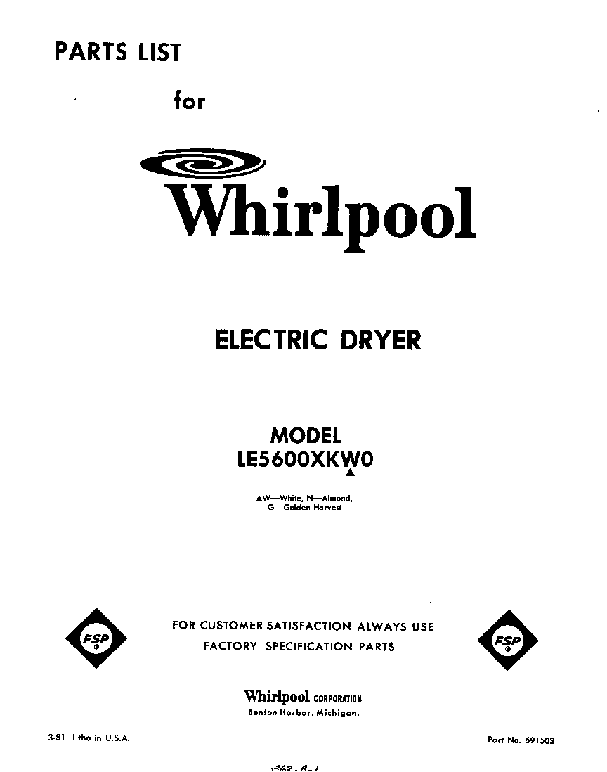 Whirlpool LE5600XKW0 null diagram