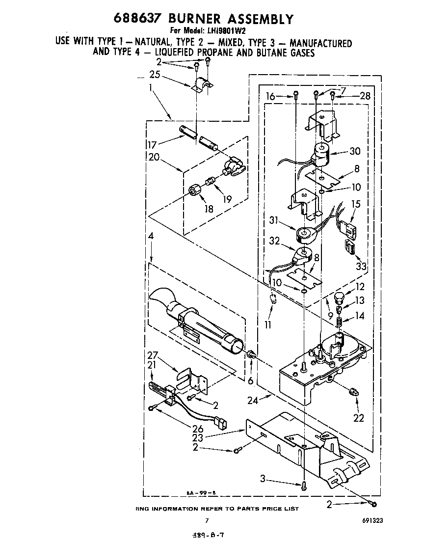 Whirlpool LHI9801W2 688637 burner diagram