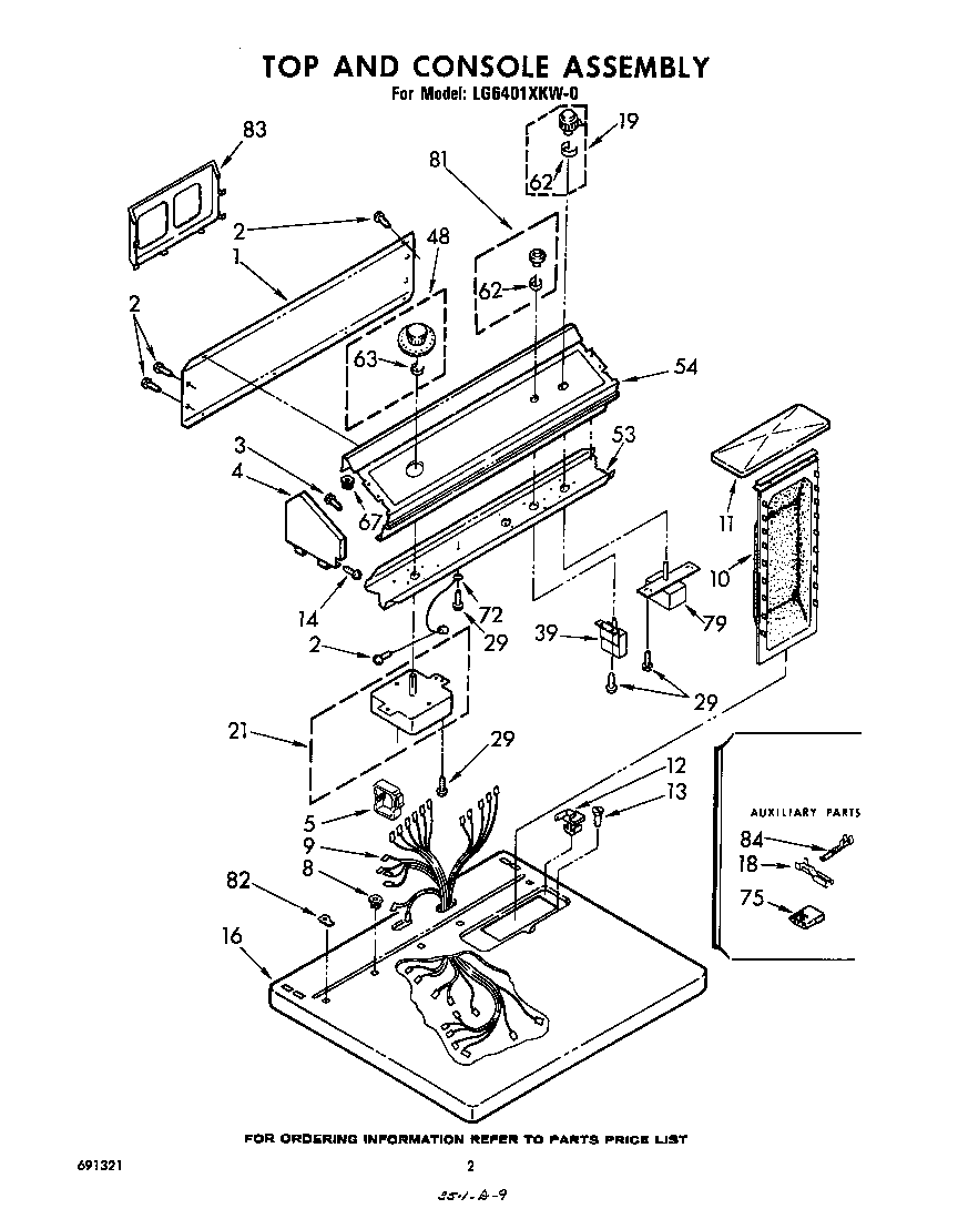 Whirlpool LG6401XKW0 top and console diagram