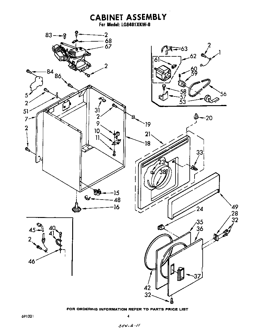 Whirlpool LG6401XKW0 cabinet diagram