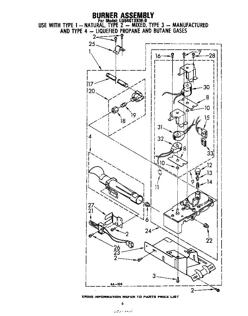 Whirlpool LG6401XKW0 burner diagram