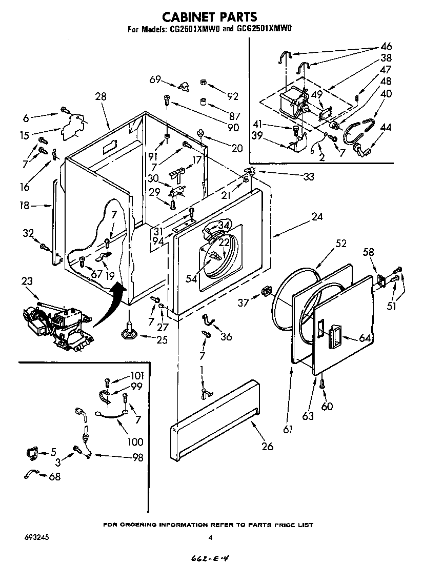 Whirlpool CG2501XMW0 cabinet diagram