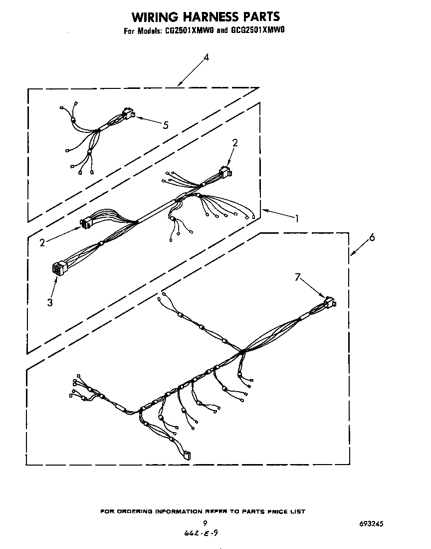 Whirlpool CG2501XMW0 wiring harness diagram