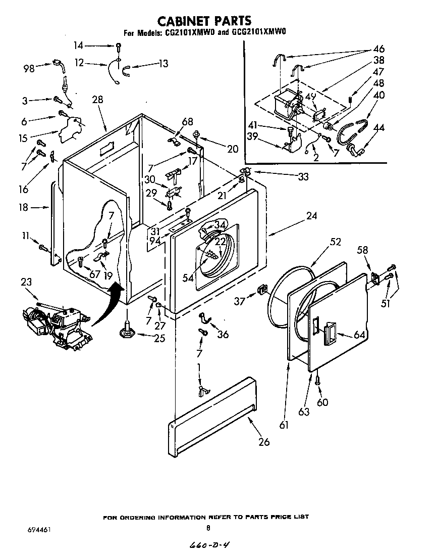 Whirlpool GCG2101XMW0 cabinet diagram