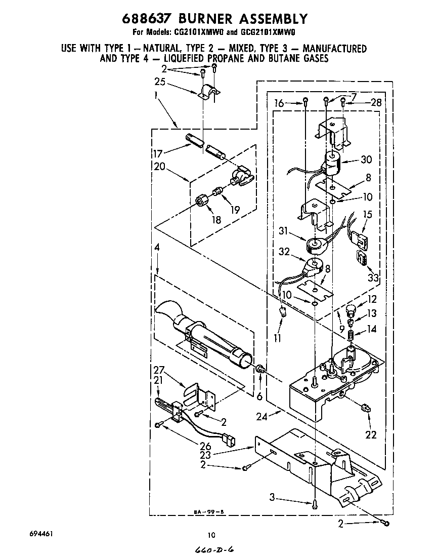 Whirlpool GCG2101XMW0 688637 burner diagram