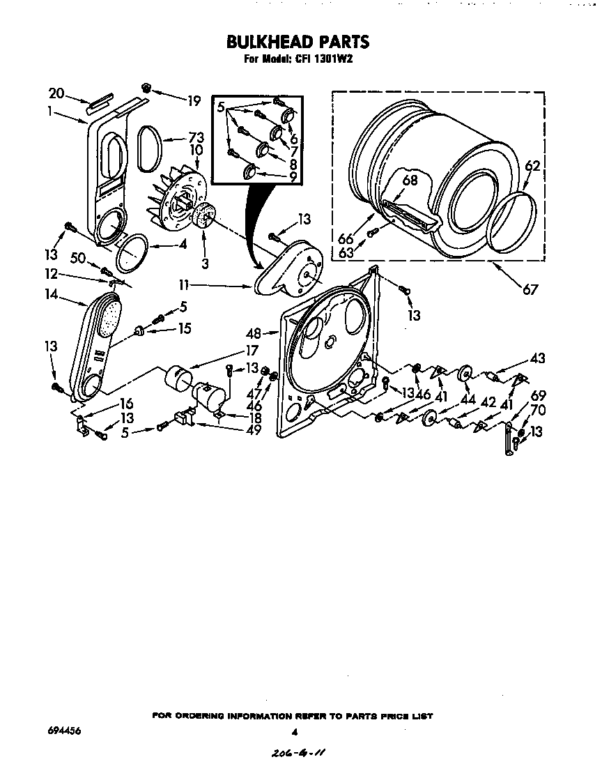 Whirlpool CFI1301W2 bulkhead diagram