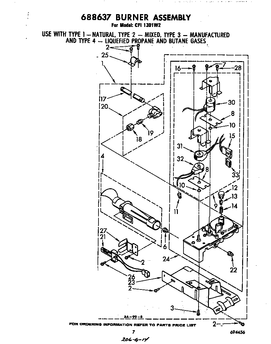 Whirlpool CFI1301W2 688637 burner diagram