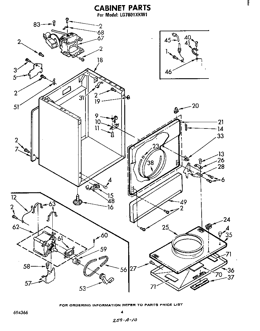 Whirlpool LG7801XKW1 cabinet diagram