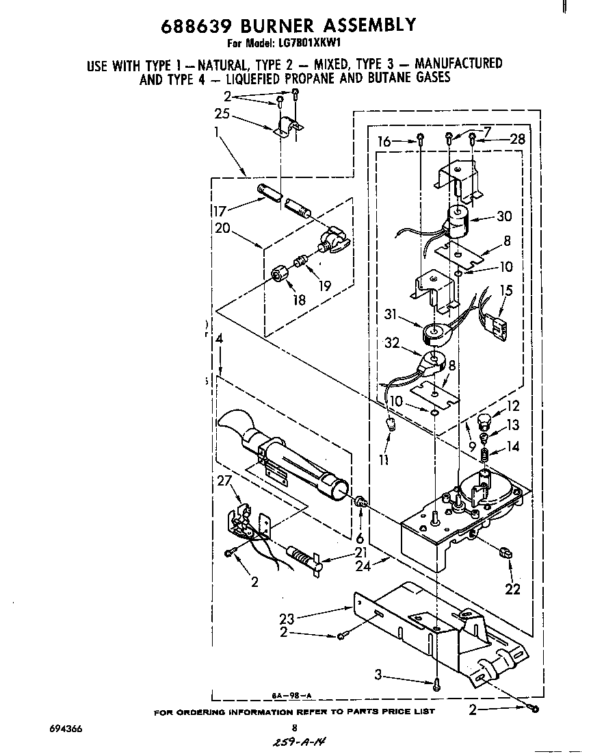 Whirlpool LG7801XKW1 688639 burner diagram
