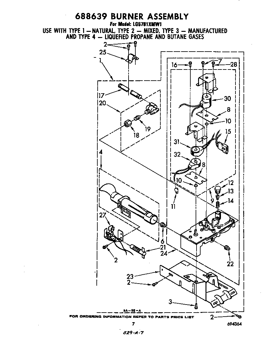 Whirlpool LG5781XMW1 688639 burner diagram