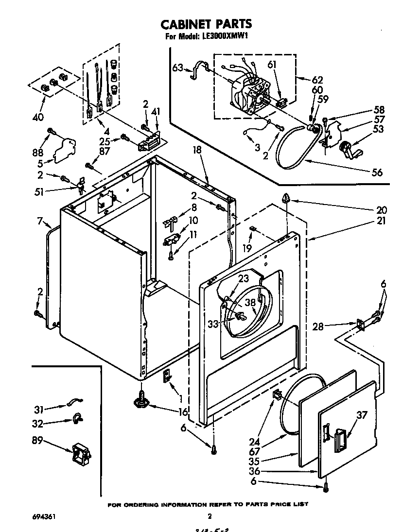 Whirlpool LE3000XMW1 cabinet diagram