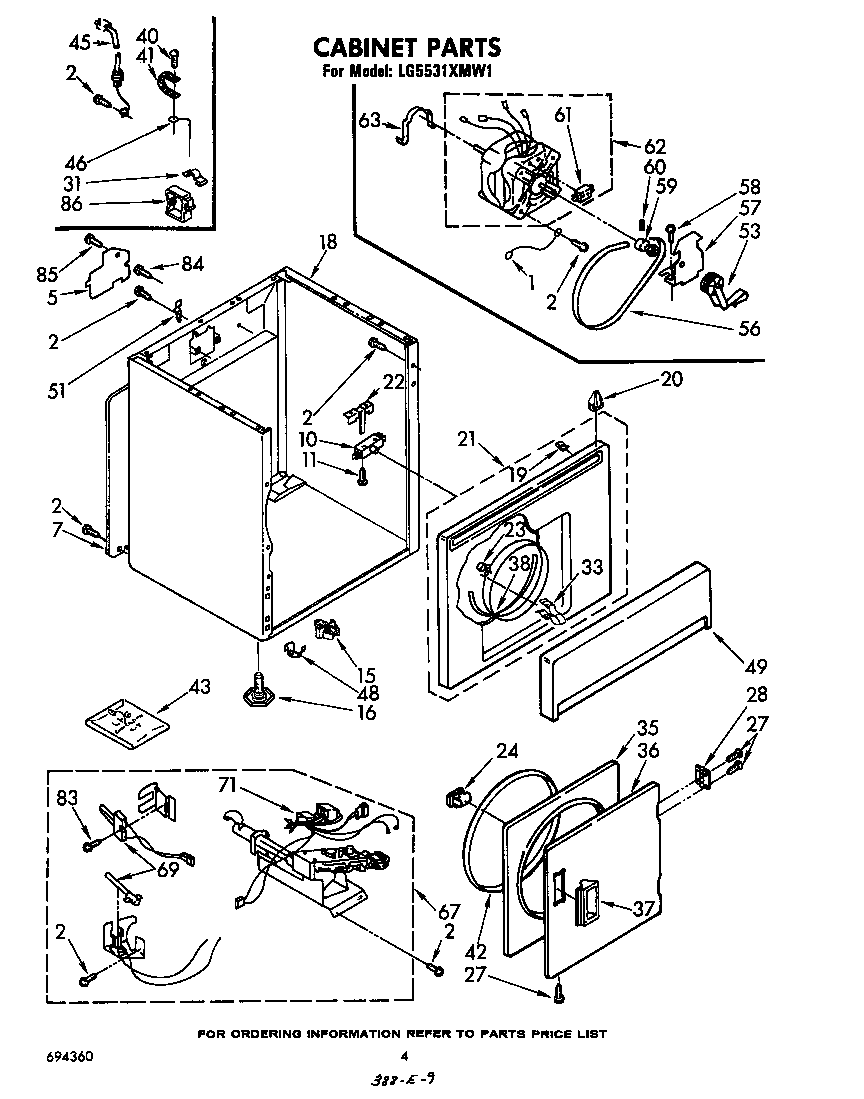 Whirlpool LG5531XMW1 cabinet diagram