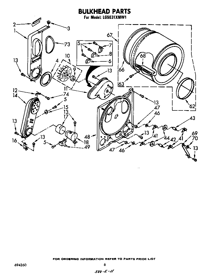 Whirlpool LG5531XMW1 bulkhead diagram