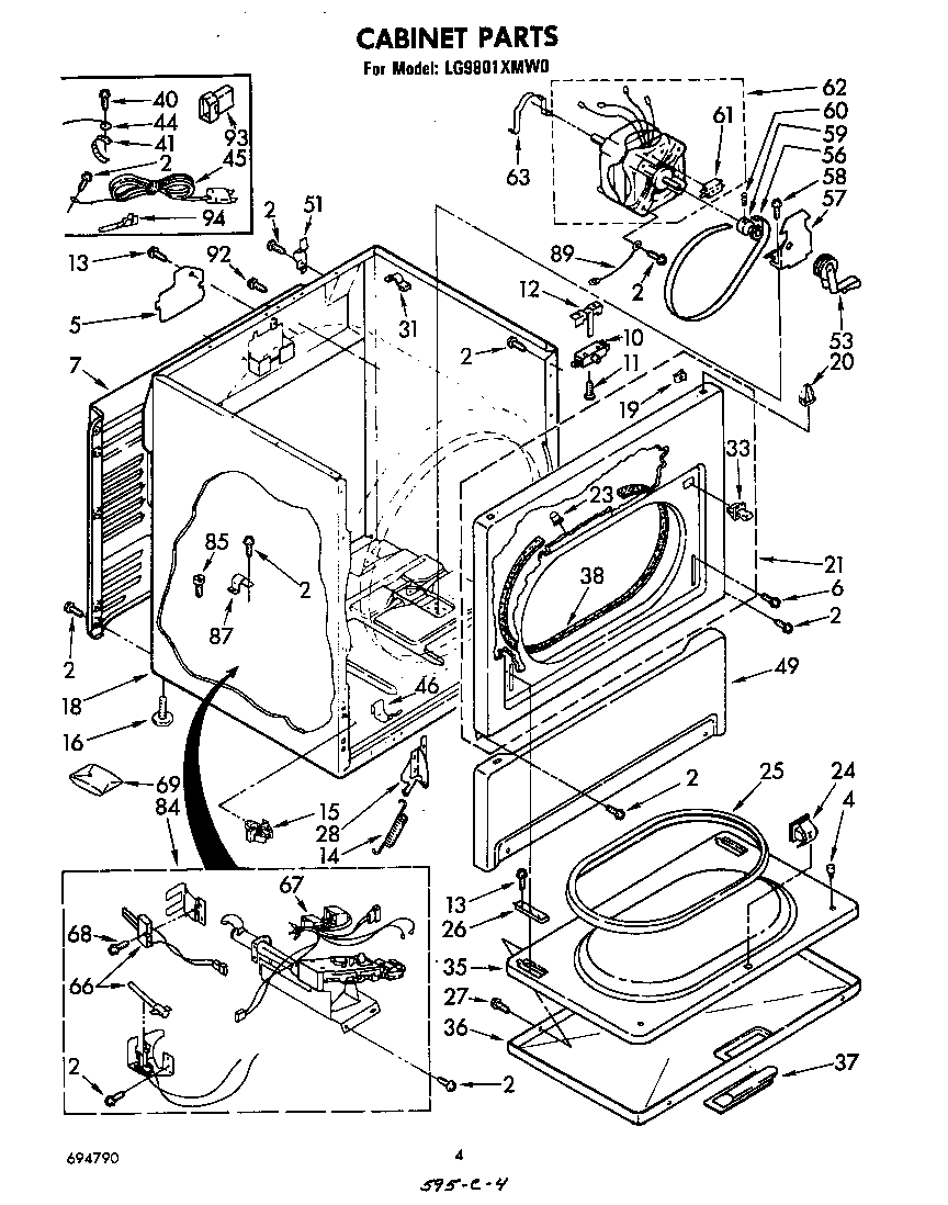 Whirlpool LG9801XMW0 cabinet diagram