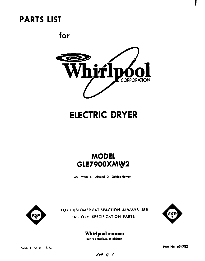 Whirlpool GLE7900XMW2 null diagram