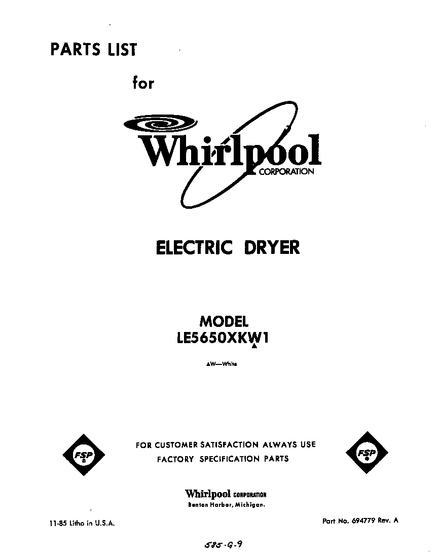 Whirlpool LE5650XKW1 null diagram