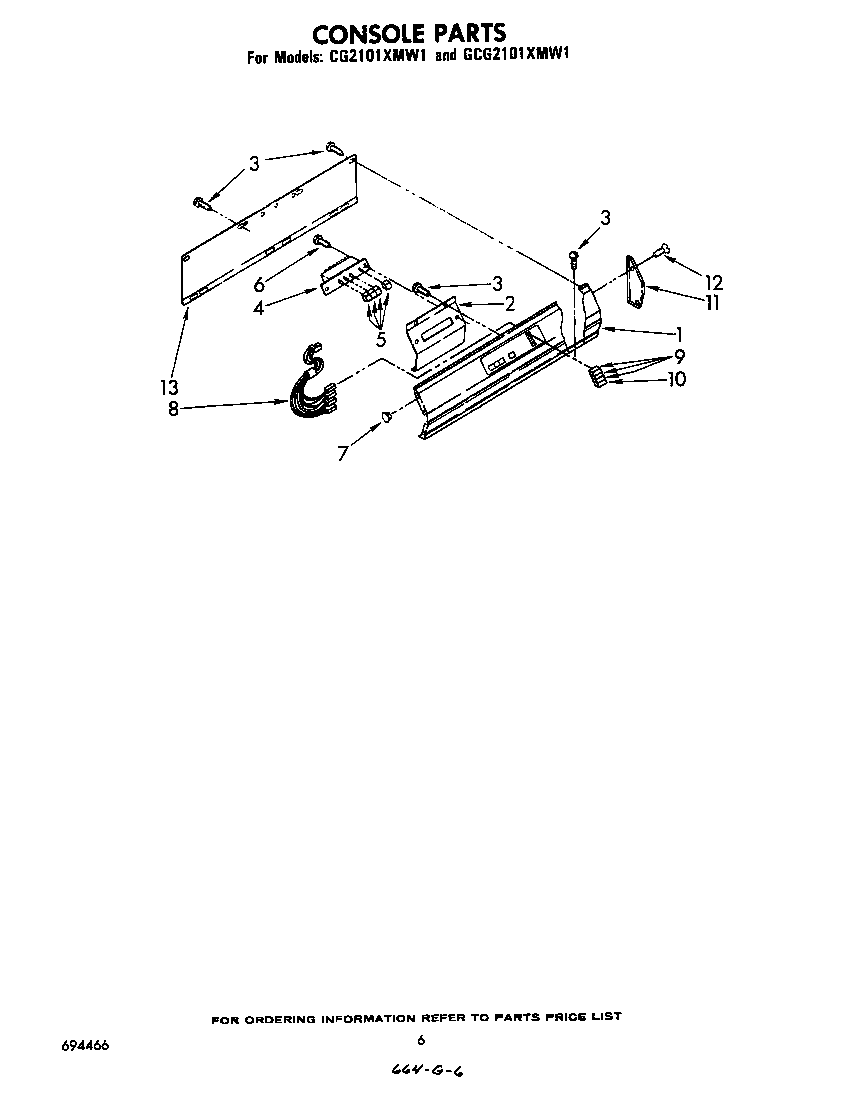 Whirlpool GCG2101XMW1 console diagram