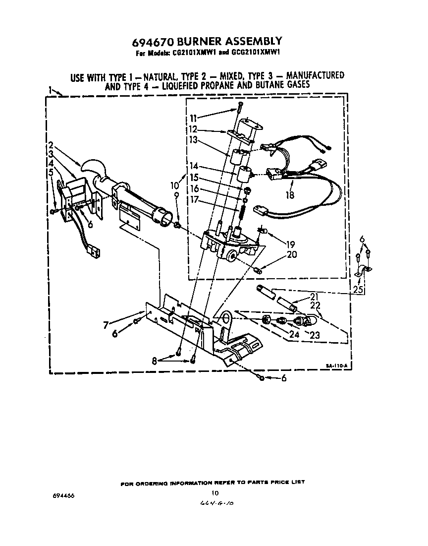 Whirlpool GCG2101XMW1 694670 burner diagram