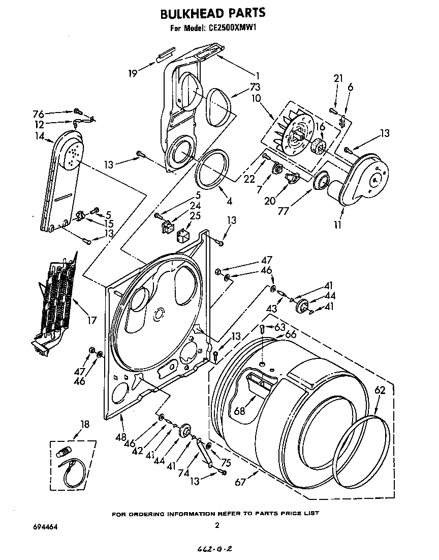 Whirlpool CE2500XMW1 bulkhead diagram