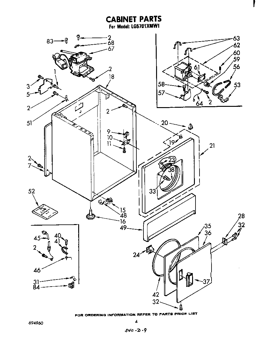 Whirlpool LG5701XMW1 cabinet diagram