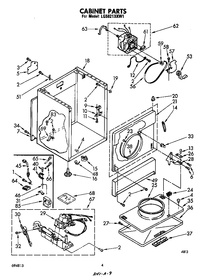Whirlpool LG5921XKW1 cabinet diagram