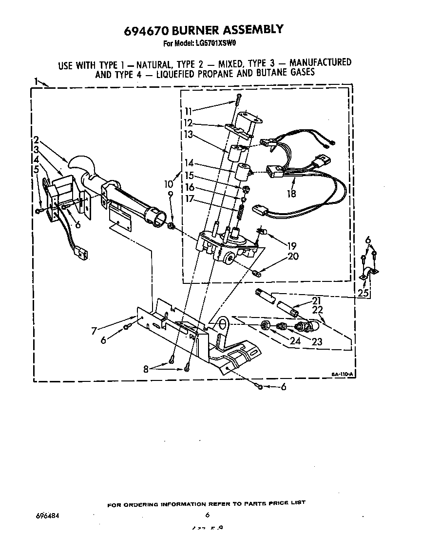 Whirlpool LG5701XSW0 694670 burner diagram