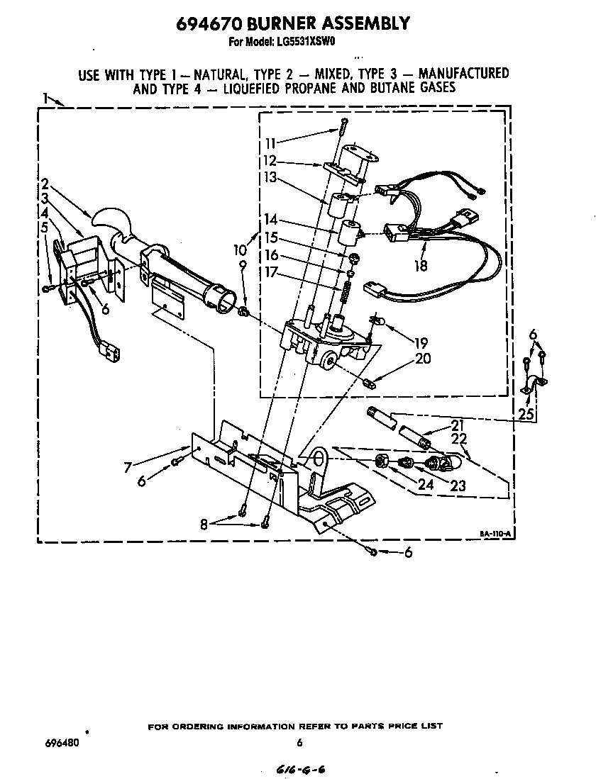 Whirlpool LG5531XSW0 694670 burner diagram