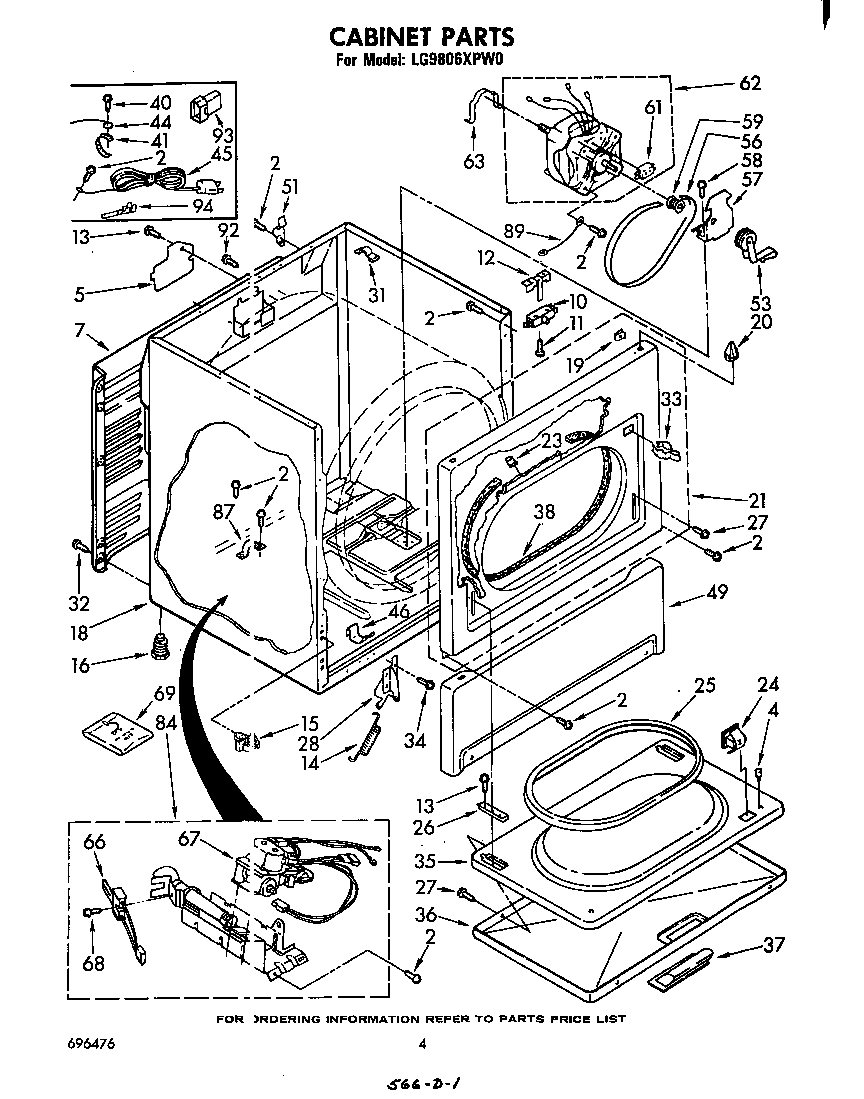 Whirlpool LG9806XPW0 cabinet diagram