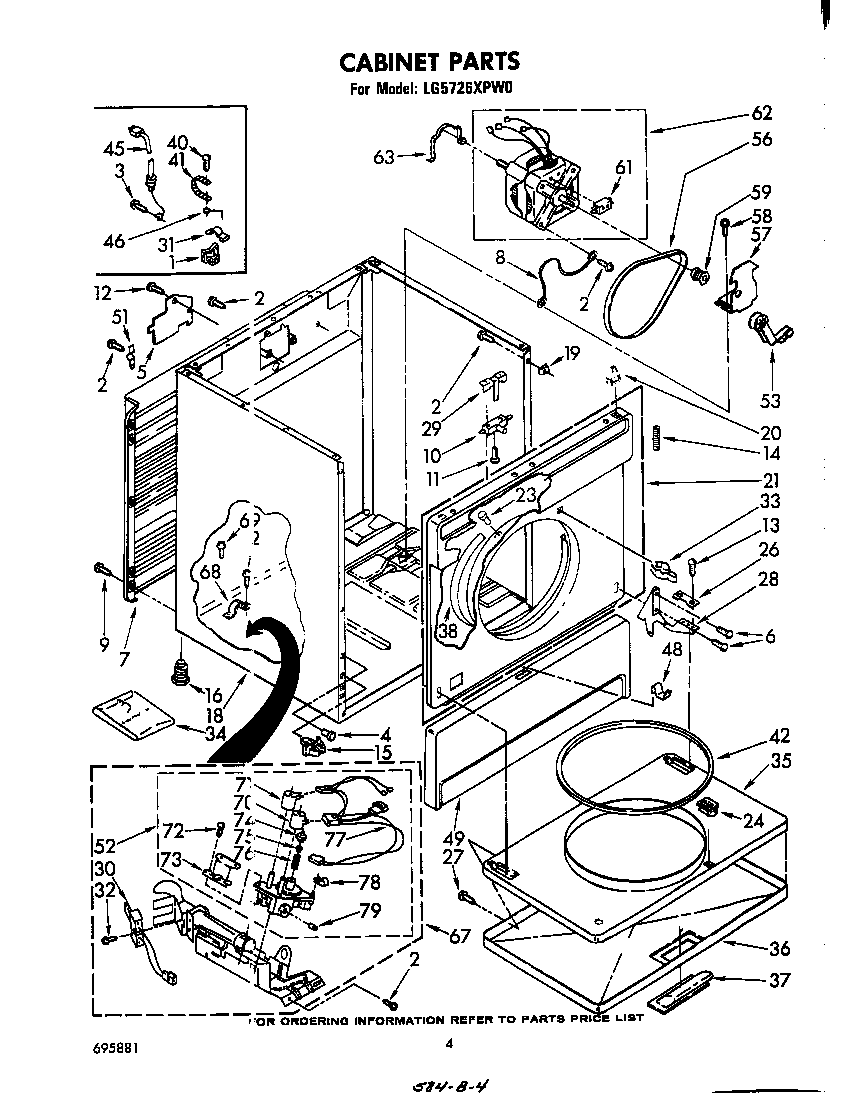 Whirlpool LG5726XPW0 cabinet diagram