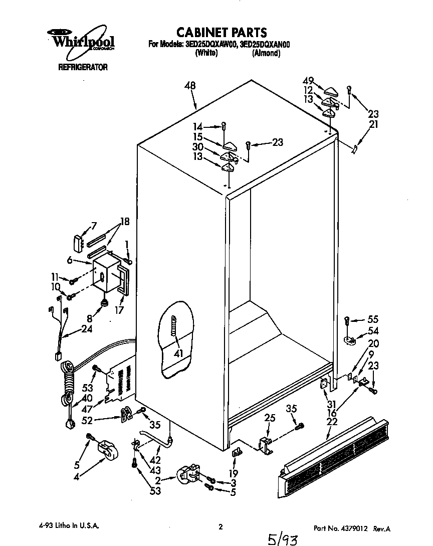 Whirlpool 3ED25DQXAW00 cabinet diagram
