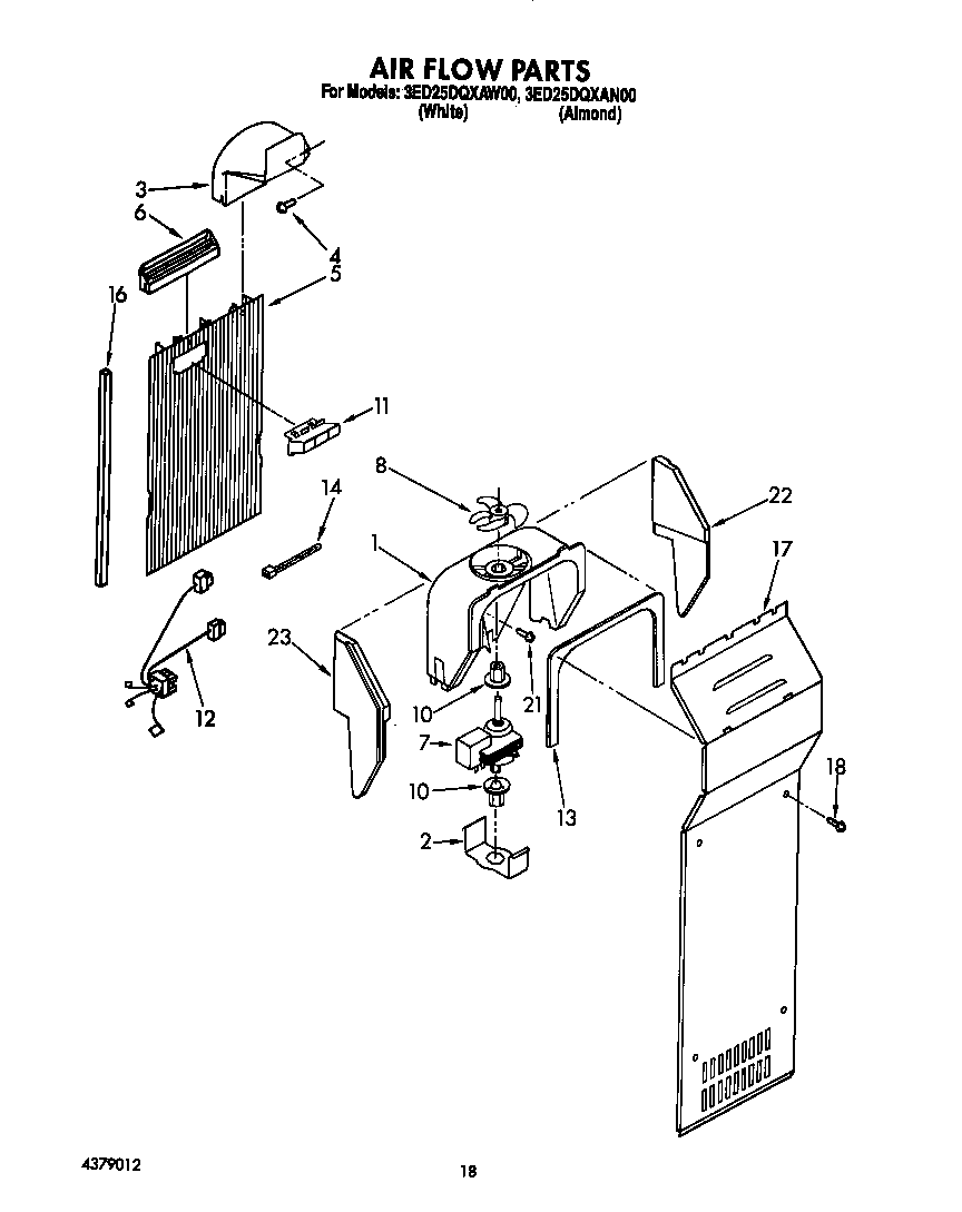 Whirlpool 3ED25DQXAW00 airflow diagram