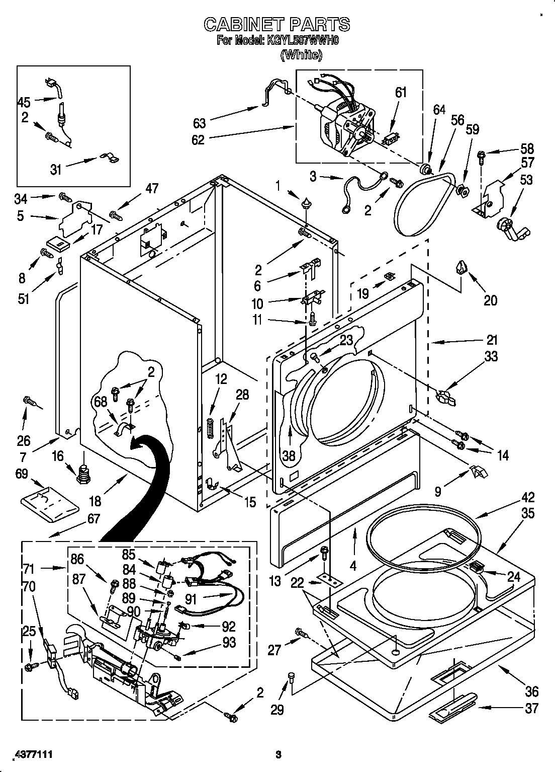 KitchenAid KGYL507WWH0 cabinet diagram