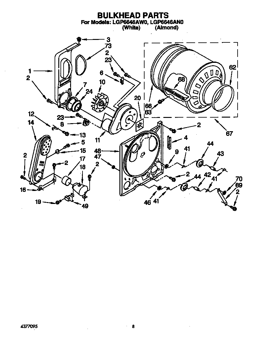 Whirlpool LGP6646AW0 bulkhead diagram