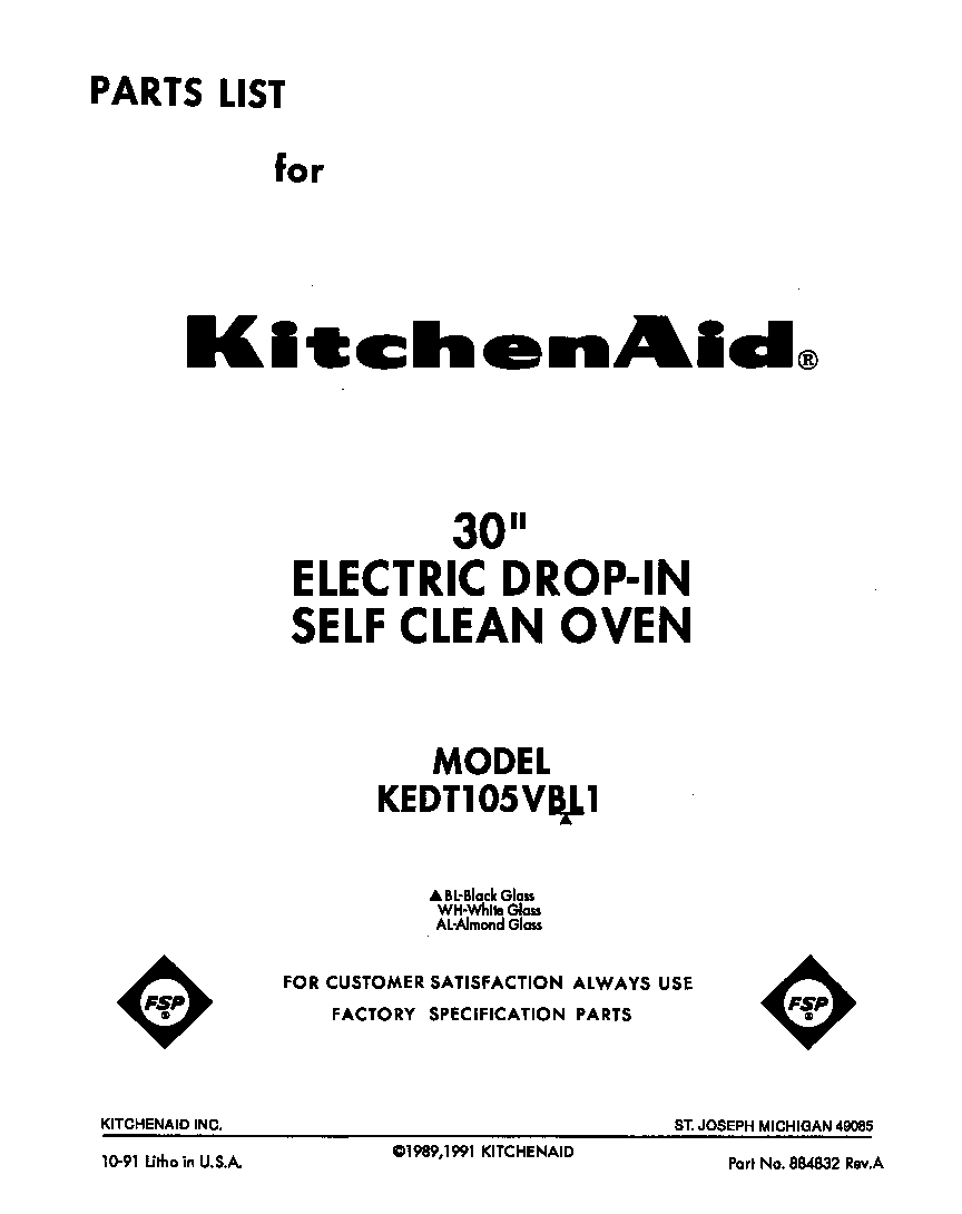 KitchenAid KEDT105VWH1 front cover diagram