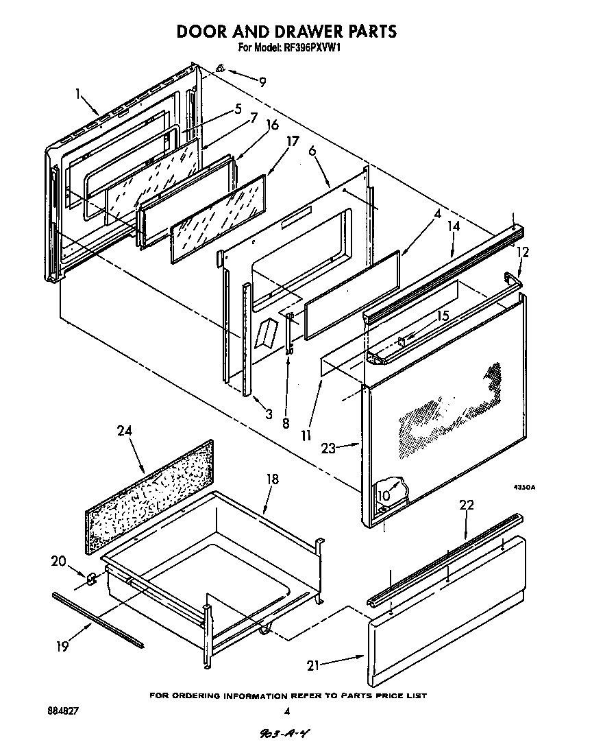 Whirlpool RF396PXVW1 door and drawer diagram