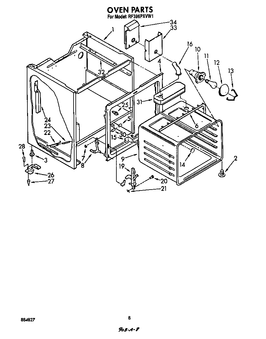 Whirlpool RF396PXVW1 oven diagram