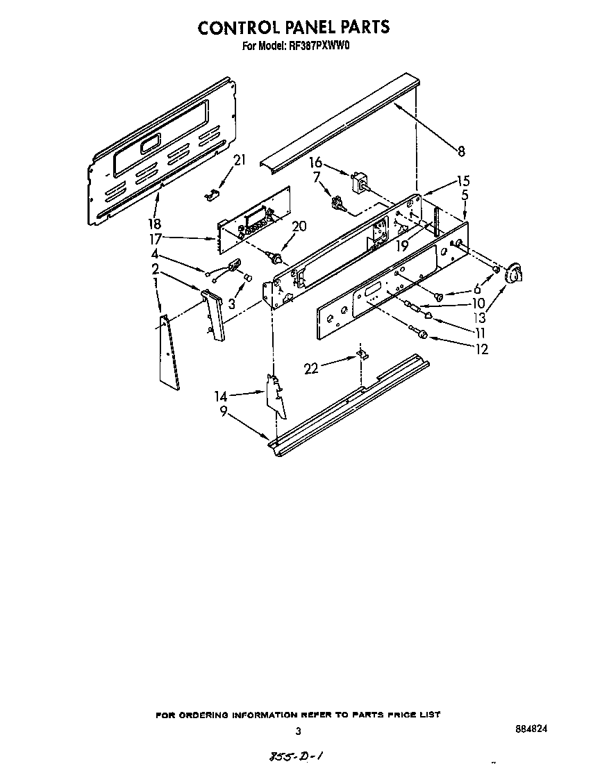 Whirlpool RF387PXWW0 control panel diagram