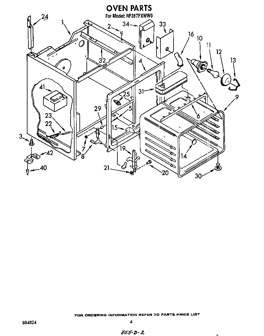 Whirlpool RF387PXWW0 oven diagram